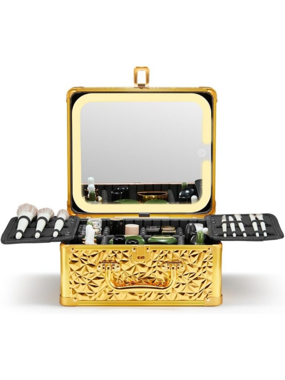 Lighted Makeup Box with Detachable Mirror, Waterproof Travel Case & Adjustable